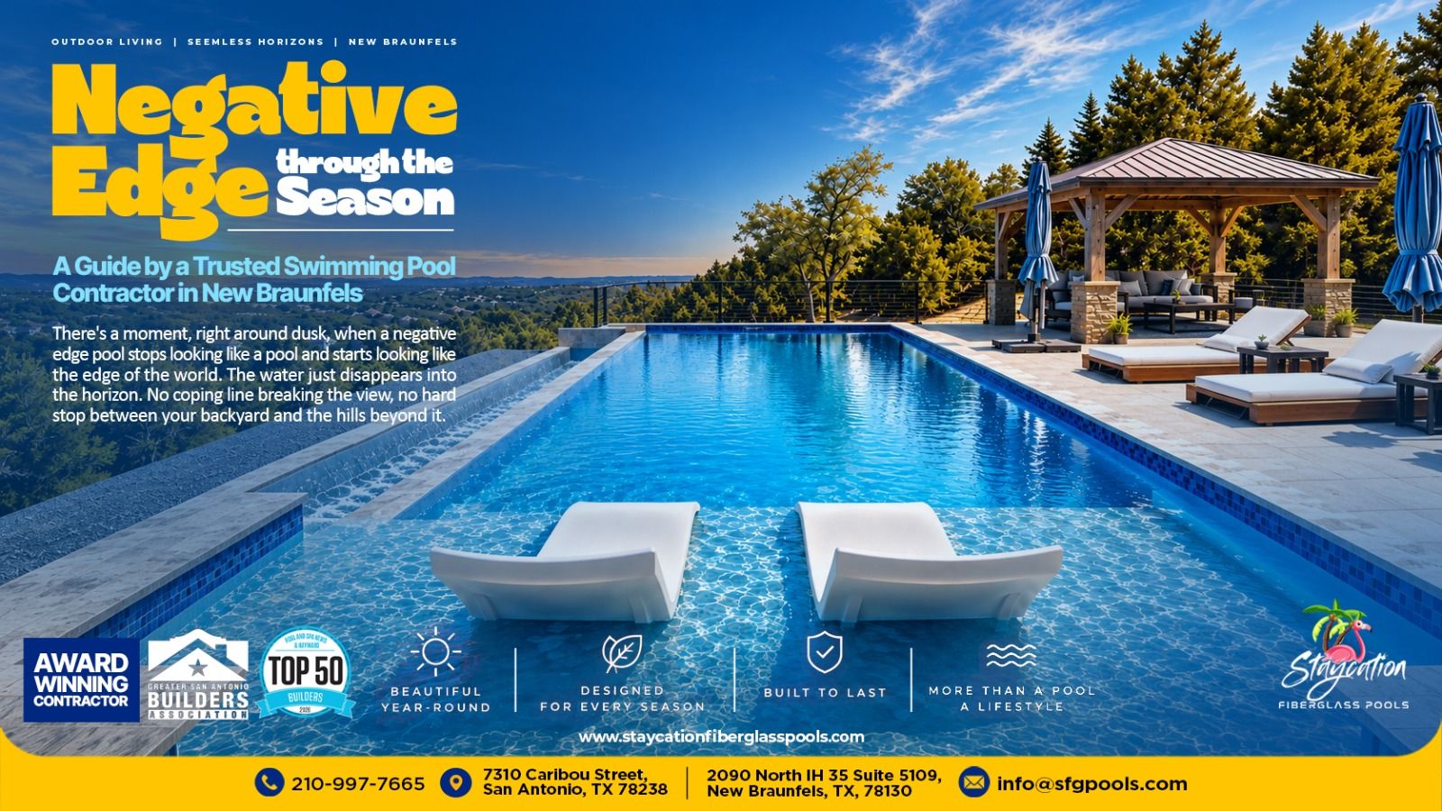 Negative Edge Through the Seasons: A Guide by a Trusted Swimming Pool Contractor in New Braunfels