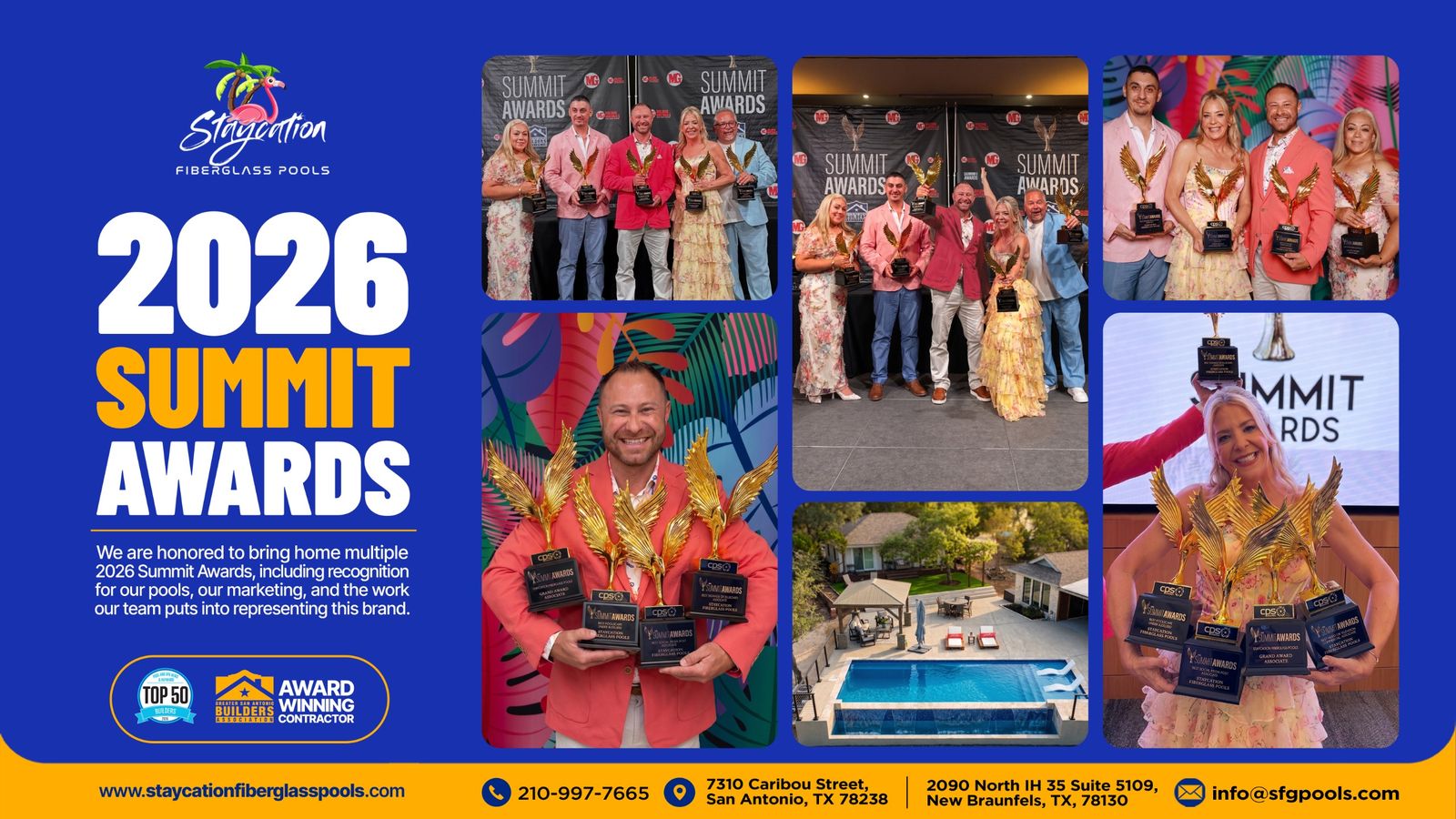 Staycation Fiberglass Pools Takes Home 2026 Summit Awards